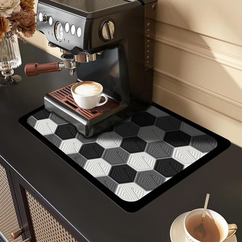 Abtropfmatte für Geschirr, 40 x 30 cm, super saugfähige Abtropfmatte für die Küche, saugfähige Abtropfmatte für Geschirr, Kaffeemaschinenmatte für