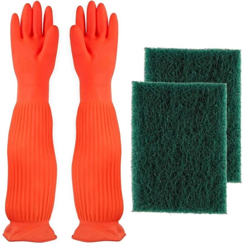 Ahlsen - Aquarium-Reinigungswerkzeug-Set, 22 Zoll, wasserdichte Handschuhe, Aquarium-Reiniger, Aquarium-Schwamm