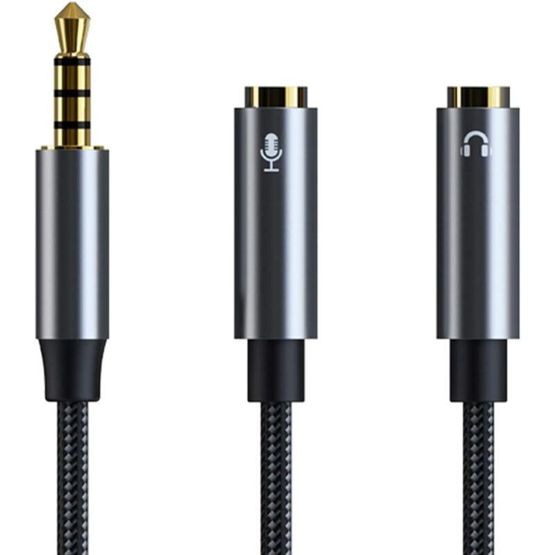 Ahlsen - Audiokabel-Splitterbuchse 3,5-mm-Stecker auf Dual 3,5-mm-Buchse, Mikrofon-Headset-Kabel, Headset-Mikrofon-Adapter, kompatibel mit