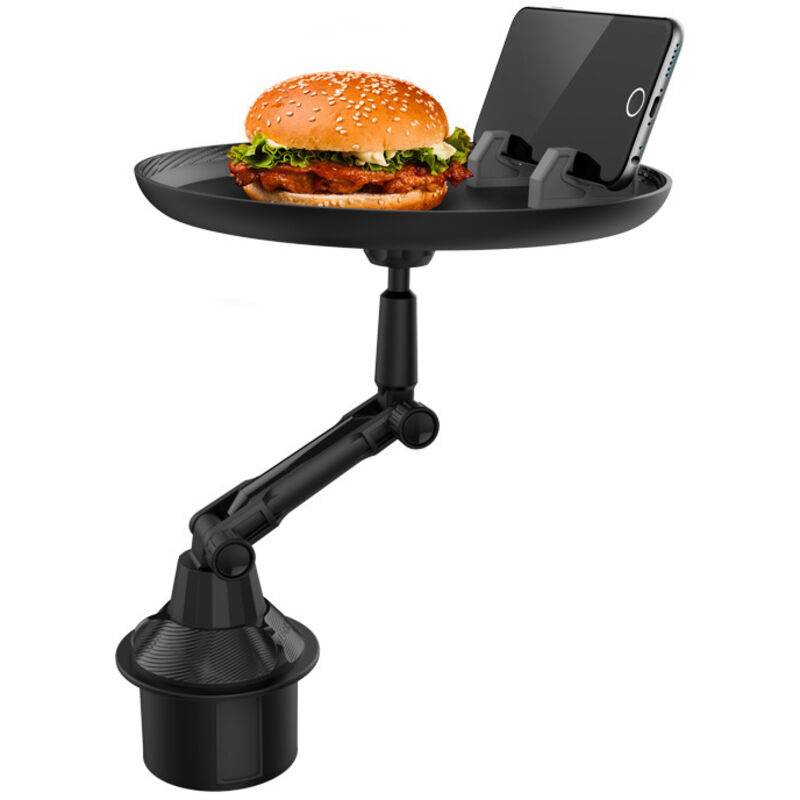 Ahlsen - Auto-Getränkehalter-Tablett, um 360° drehbares Auto-Essenstablett, Auto-Esstablett mit Handyschlitz, Essenstablett für Camping-Wohnwagen,