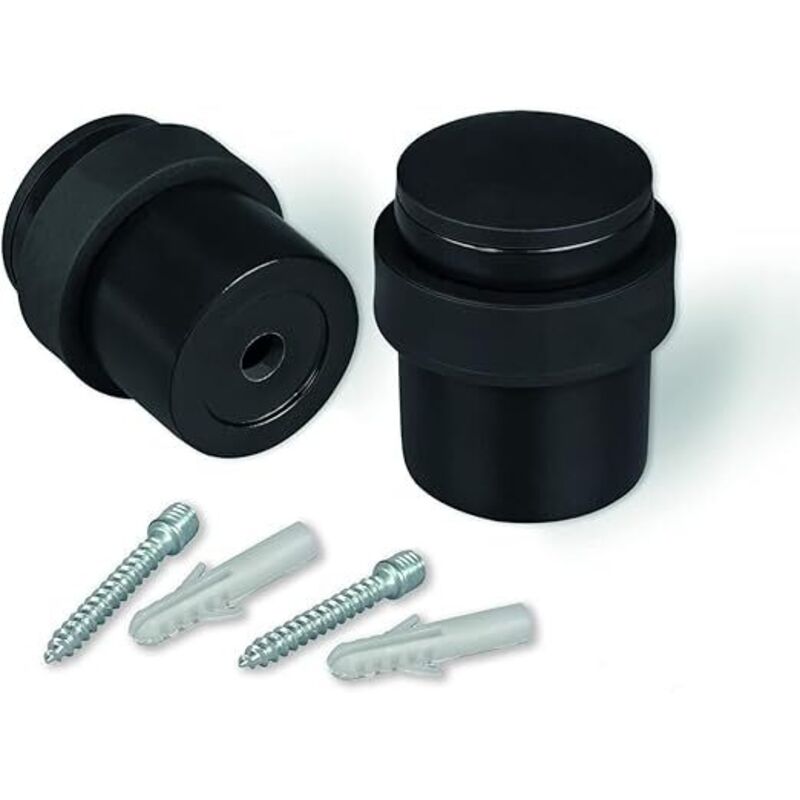 Ahlsen Boden-Türstopper, mattschwarzer Türstopper aus Metall zum Schrauben – 2er-Set Türblock, mit Schrauben – Türstopper für schwere Türen –