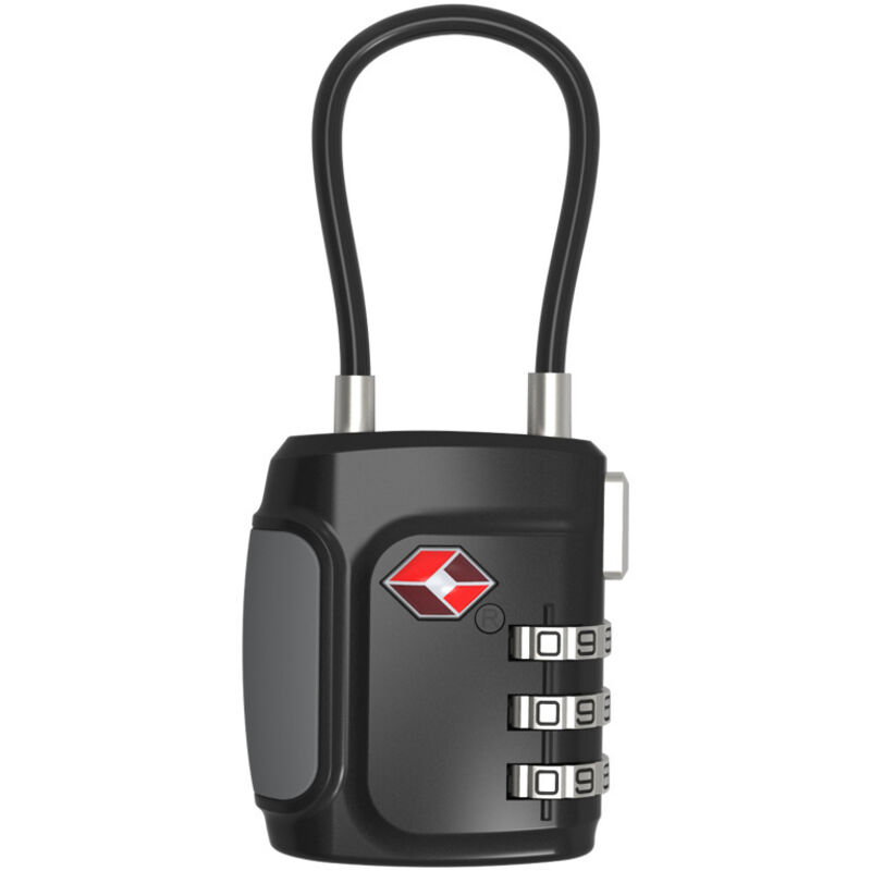 Ahlsen - Codiertes Kabel-Vorhängeschloss für Fahrrad, Koffer, Reisetasche, Vorhängeschloss mit 3-stelliger Kombination, Schwarz