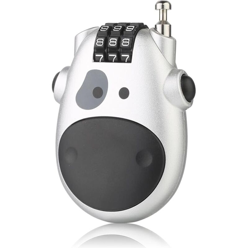 Ahlsen - Fahrrad-Zahlenschloss, kompaktes Kabelschloss, 3-stelliges Codeschloss, einziehbares Kabelschloss, Rollerschloss, Fahrrad-Zahlenschloss,