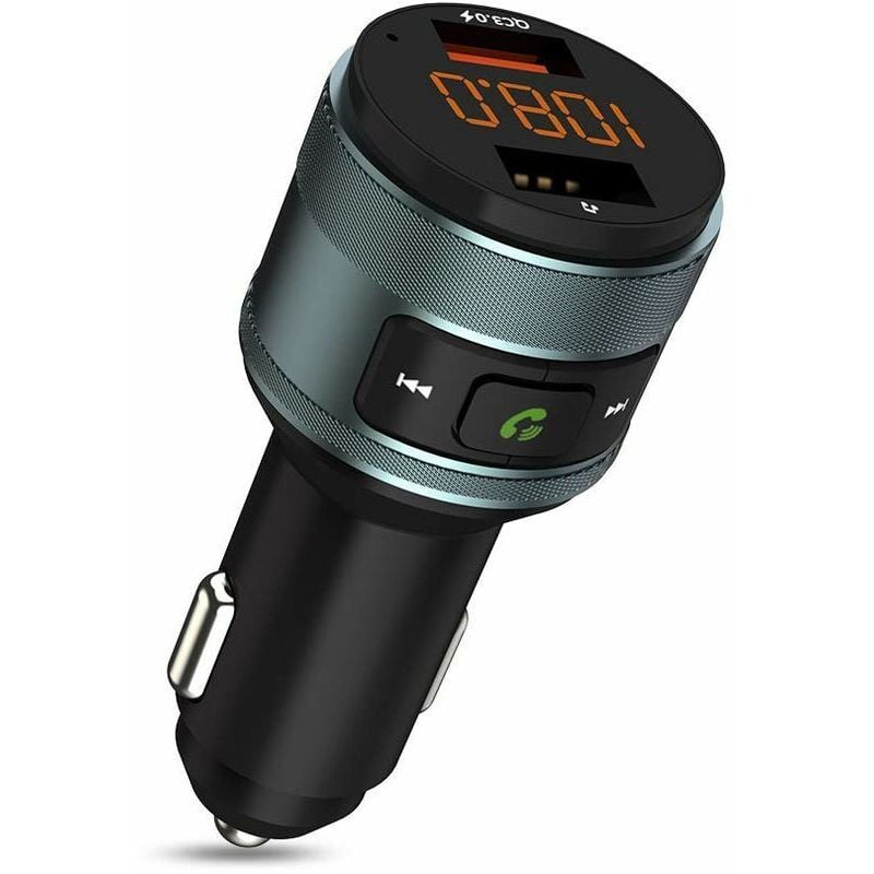 Ahlsen FM-Transmitter, QC 3.0 Autoradio-Transmitter, kabelloser Bluetooth-FM-Radio-Adapter, Freisprecheinrichtung mit Dual-USB-Ladegerät, unterstützt
