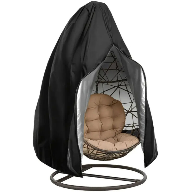 Hängesessel-Abdeckung, Garten-Rattan-Korb-Hängesessel-Schutzhülle für Eierstuhl, wasser- und staubabweisend – 190 x 115 cm (schwarz) - Ahlsen