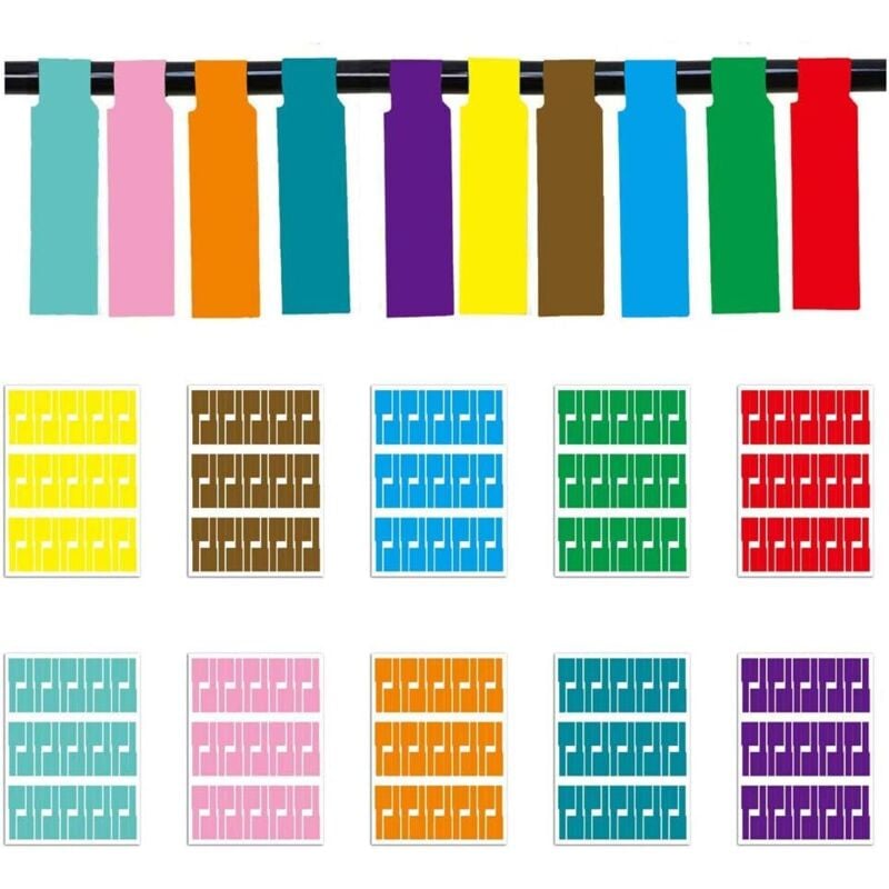 Ahlsen - Kabeletiketten, 10 Farben, 300 Stück, selbstklebende Kabeletiketten, wasserdichte Kabelkennzeichnung für Laserdrucker