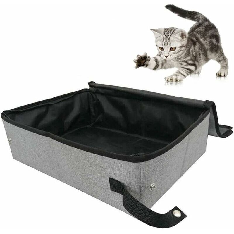 Katzentoilette-Deckel, Katzentoilette, wasserdicht, faltbar, mit Deckel für einfachen Transport, 40 x 30 x 10 cm, Grau - Ahlsen