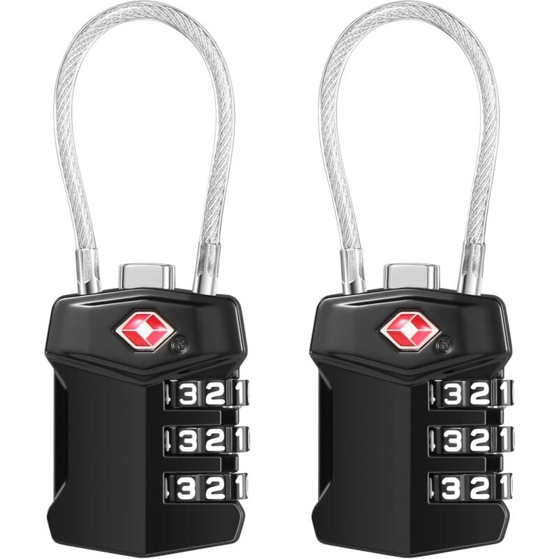 Ahlsen - Koffer-Vorhängeschloss, 2 Stück, Flugzeug-Koffer-Vorhängeschloss, 3-stellige Zahlenkombination, Gepäckschlösser, Reise-Vorhängeschloss für
