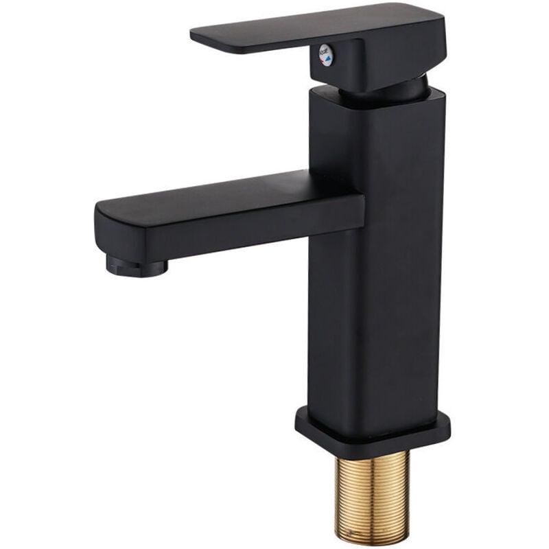 Ahlsen - Mattschwarzer schlanker einteiliger Waschtisch-Wasserhahn, Einhebel-Waschtisch-Wasserhahn für Badezimmer und Toilette,