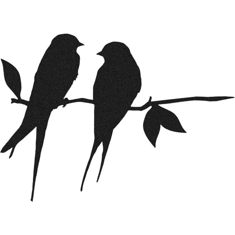 Metall-Vogel-Silhouette, schwarze Schmiedeeisen-Metall-Vogel-Silhouette, Metall-Baumkunst, Rauchschwalbe auf Ast für Gartenbaumdekoration - Ahlsen