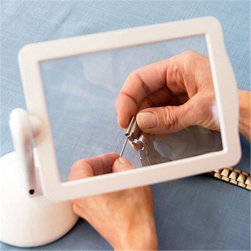 Rechteckige Lupe mit LED-Licht, Ganzseitenlupe, freihändige A4-Ganzseitenlupe mit Licht, für Bücher, Sehbehinderte, Senioren, Nähen, Schmuck, Lesen