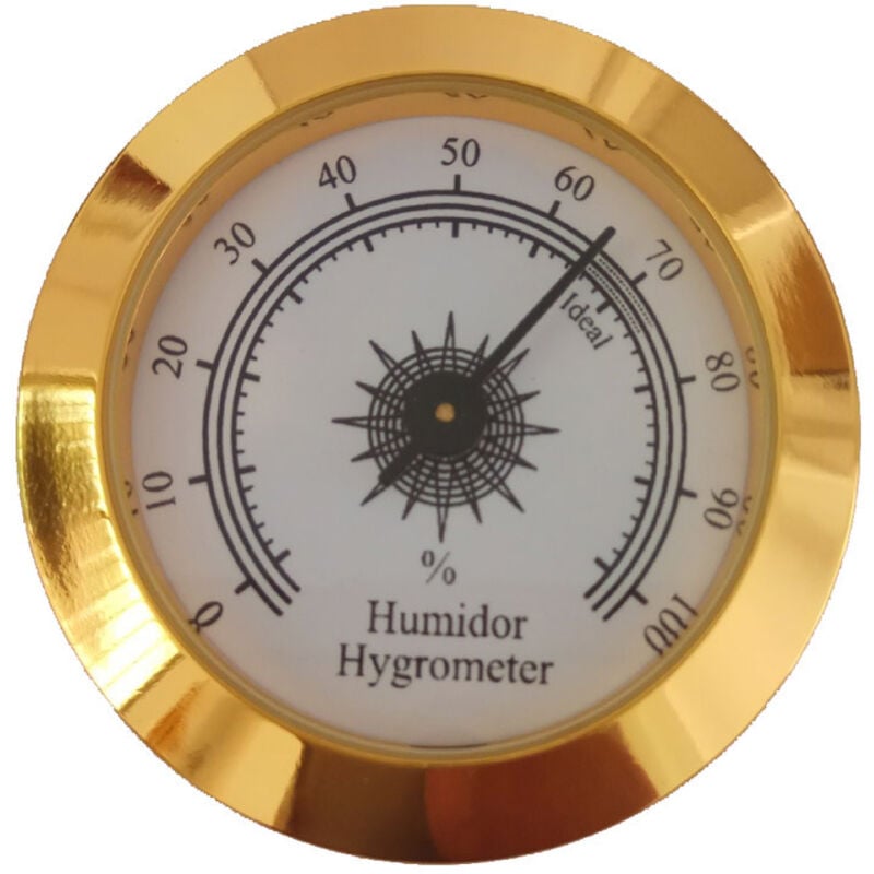Rundes digitales Feuchtigkeits-Hygrometer für Violine und Zigarren zur Instrumentenpflege (golden, 50 mm) - Ahlsen