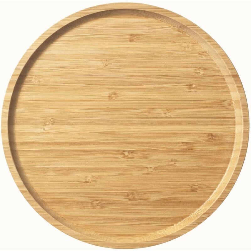 Serviertablett aus Bambus, rundes Holztablett, Serviertablett aus Holz, Obst-, Brot-, Salatteller, Wurst-Servierbrett (25 cm) - Ahlsen
