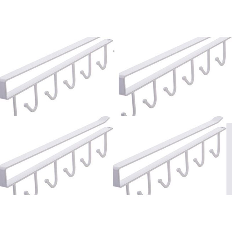 Ahlsen - Set mit 4 Haken zur Aufbewahrung von Tassen unter dem Regal, Hängebecherhalter mit 6 Haken, Becherhalter für Kaffeetassen und