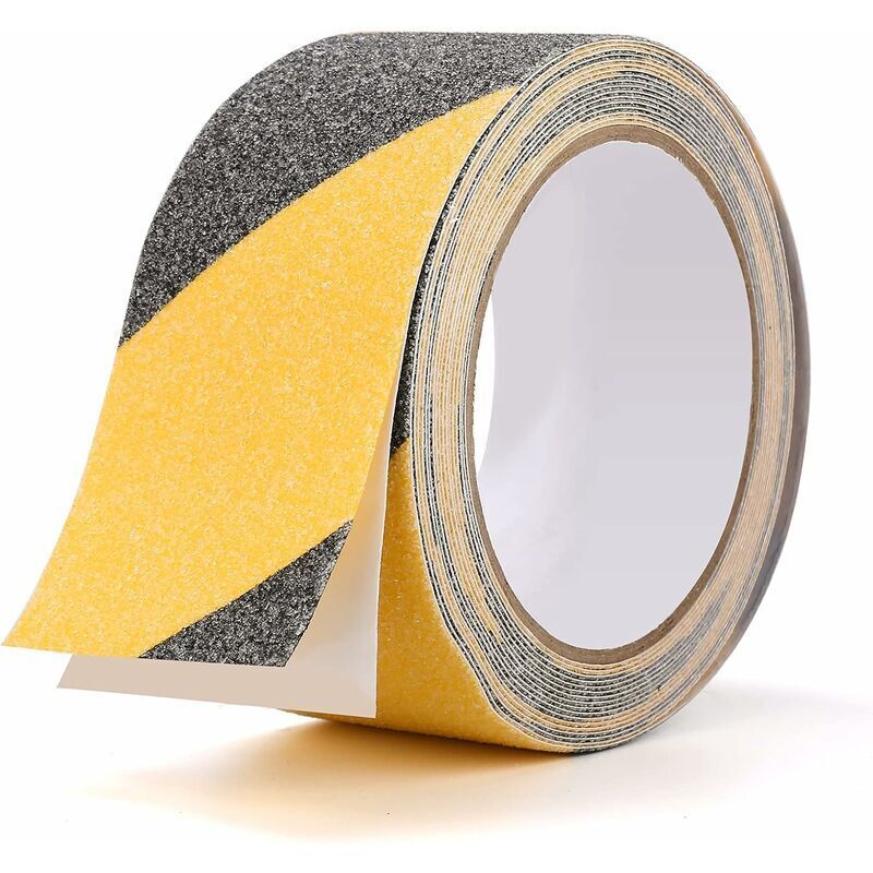 Stück selbstklebendes Anti-Rutsch-Klebeband, Anti-Rutsch-Klebeband für drinnen und draußen, ideal für Treppen und Stufen, schwarz/gelb, 5 cm x 5 m