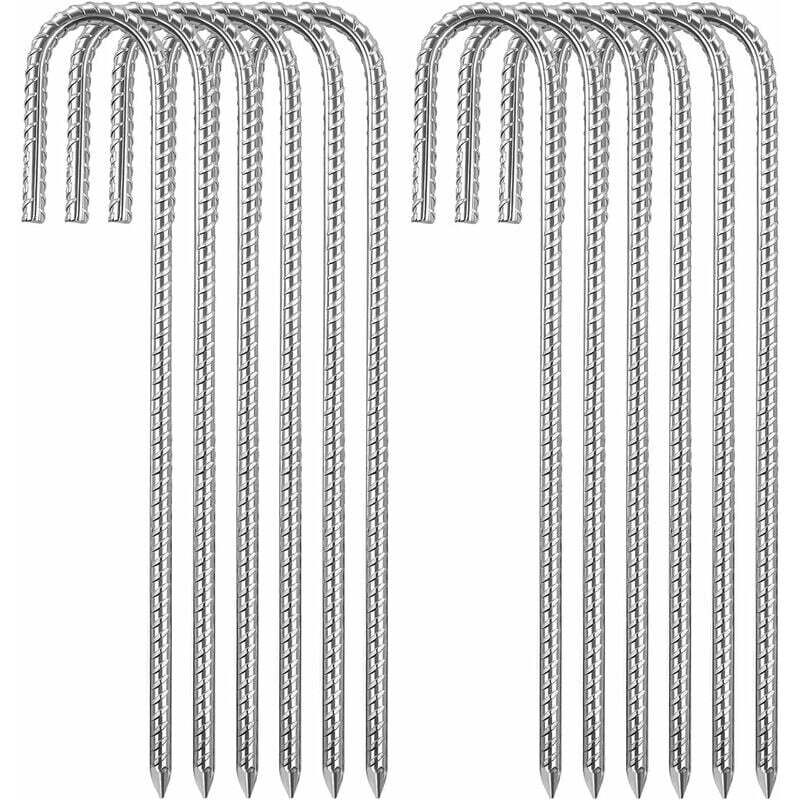 Verzinkte Zeltheringe, 12 Stück, Campingzelt, Bodenanker, Zeltzubehör für Campingzelt, Schaukel, Trampolin, Markisen (8 mm x 30 cm) - Ahlsen
