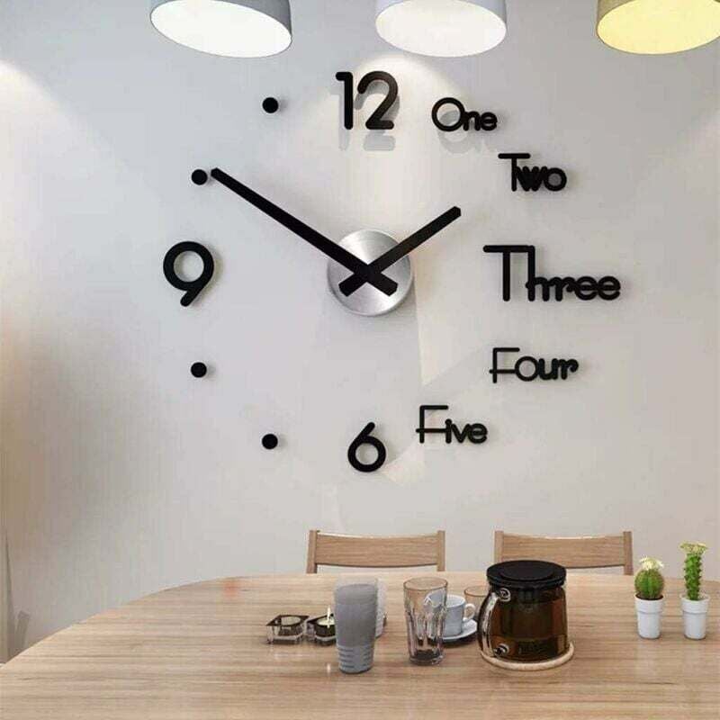 Wanduhr, moderne Mode, Wandpendel, rahmenlose Wanduhr, 3D-Spiegelaufkleber, Büro, Hotel, Heimdekoration, DIY-Wanduhr - Ahlsen