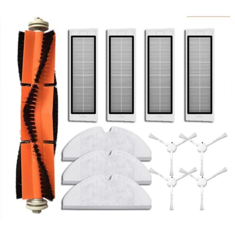 Zubehör für den Roboterstaubsauger Xiaomi Dreame F9 / Xiaomi Mijia 1C – 1 Hauptbürste, 4 Seitenbürsten, 4 HEPA-Filter, 3 Wischtücher - Ahlsen