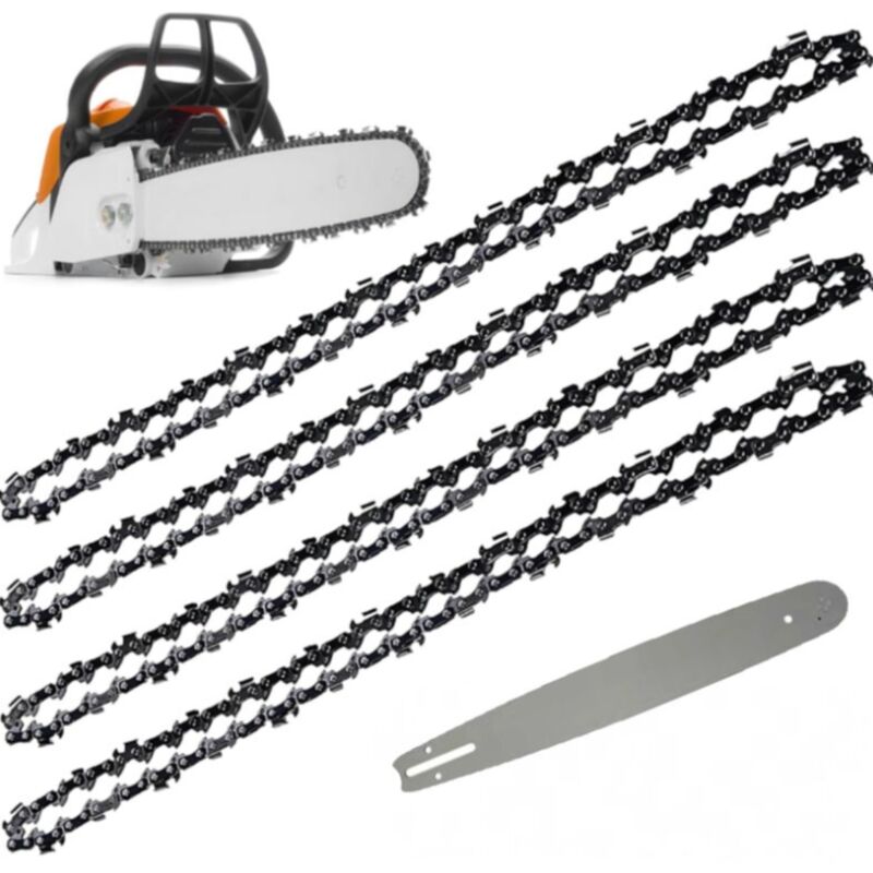 Ymyny Führungsschiene und 4 Kettensägenketten, 52 Antriebsglieder, 3/8 Zoll Teilung, 0,05 Zoll Stärke (14 Zoll, 35 cm)