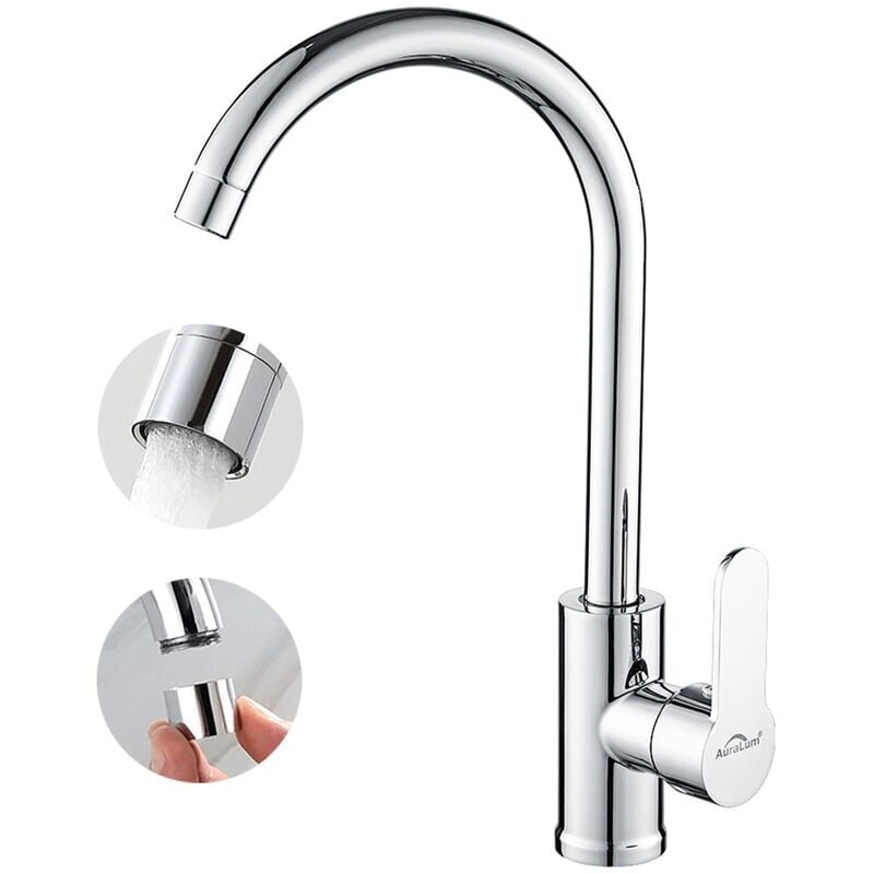 Aiperq - Wasserhahn Küche 360° drehbar Armatur Küche Edelstahl Küchenarmatur Spültischarmatur Mischbatterie Küche Einhebelmischer