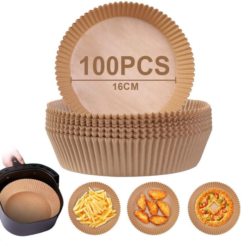 Odipie - Air Fryer Pergamentpapier, 100 Stück 16 cm Backpapierbögen, Air Fryer Paper Liner, Pergamentpapier Air Fryer Zubehör für 3–4,5 l Air Fryer,