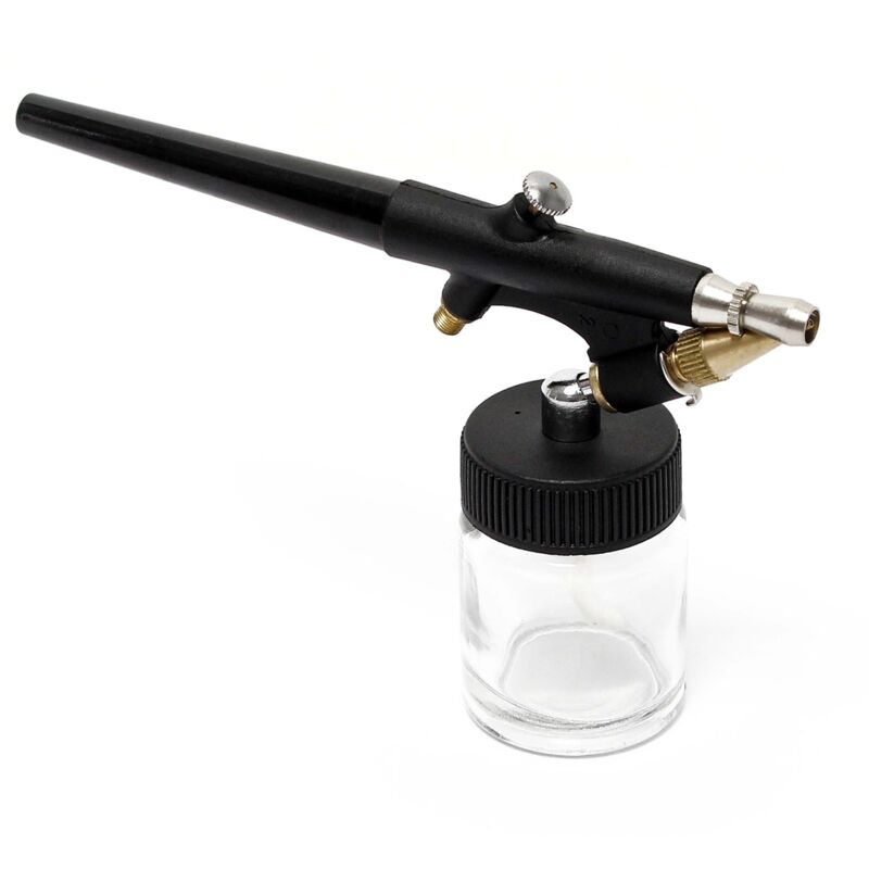 Wiltec - Airbrush Pistole Typ 138 mit Single Action Funktion, Düse ø 0,8 mm, 2 Farbbecher, Pipette und Schlauch für Modellbau, Nailart usw.