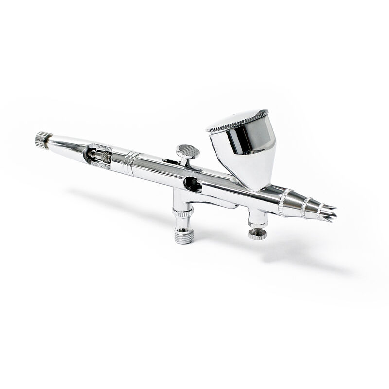 Airbrush Pistole Typ 180 mit Double Action Funktion, Düse ø 0,3 mm, 1 Farbbecher, Adapter für Modellbau, Nailart usw. - Wiltec
