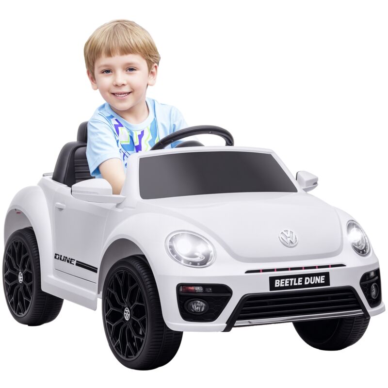 Aiyaplay - Kinder Elektroauto 12V Volkswagen Beetle Kinderauto mit 2,4G Fernbedienung, Musik, Hupe, Elektrofahrzeug mit LED-Lichtern,