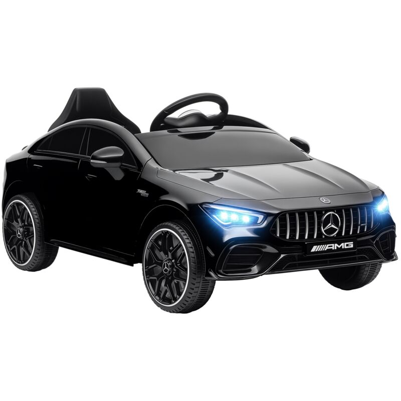 AIYAPLAY Kinder Elektroauto Mercedes-benz AMG CLA 45, 12V Kinderauto mit 2,4GHz Fernbedienung, Musik, Elektrofahrzeug mit Leuchte, USB/MP3-Anschluss,