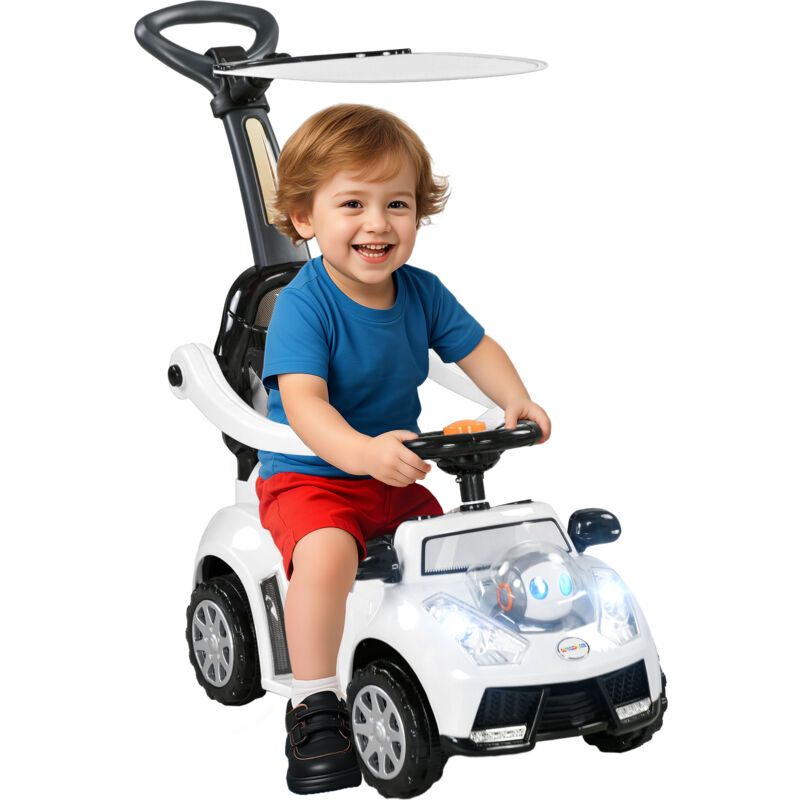 Aiyaplay - Rutschauto Rutscher Kinderauto Kinderfahrzeug Schub- und Haltestange mit Rückenlehne Schutzbügel, Lauflernhilfe für Kinder 12-36 Monate