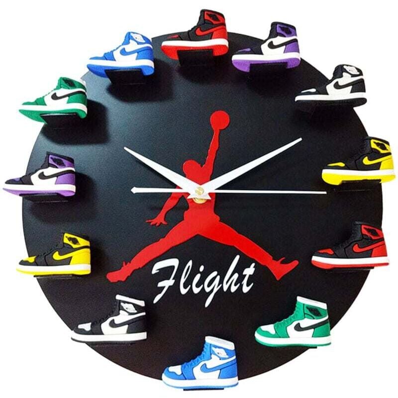 AJ-Uhr, Basketballzubehör, dreidimensionale 3D-Schuhform, Wanduhr der Generation AJ1-12, kleine Fliegerschuhe, Jordan-Uhr