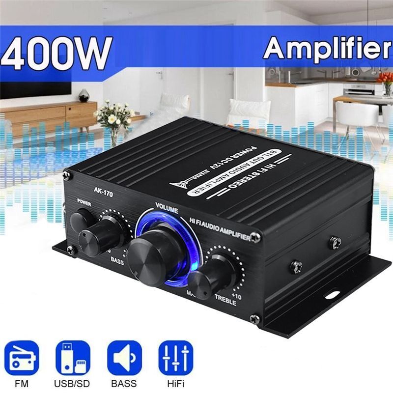 AK-170 Audio-LeistungsverstäRker Kabelloser HiFi-Stereo-Audio-LeistungsverstäRker 200 W + 200 W mit RCA Eingang AutoverstäRker