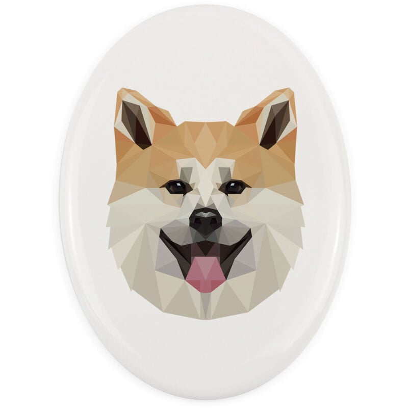 Akita, Akita Inu - ein Teller mit Foto und geometrischer Aufschrift von Art-Dog