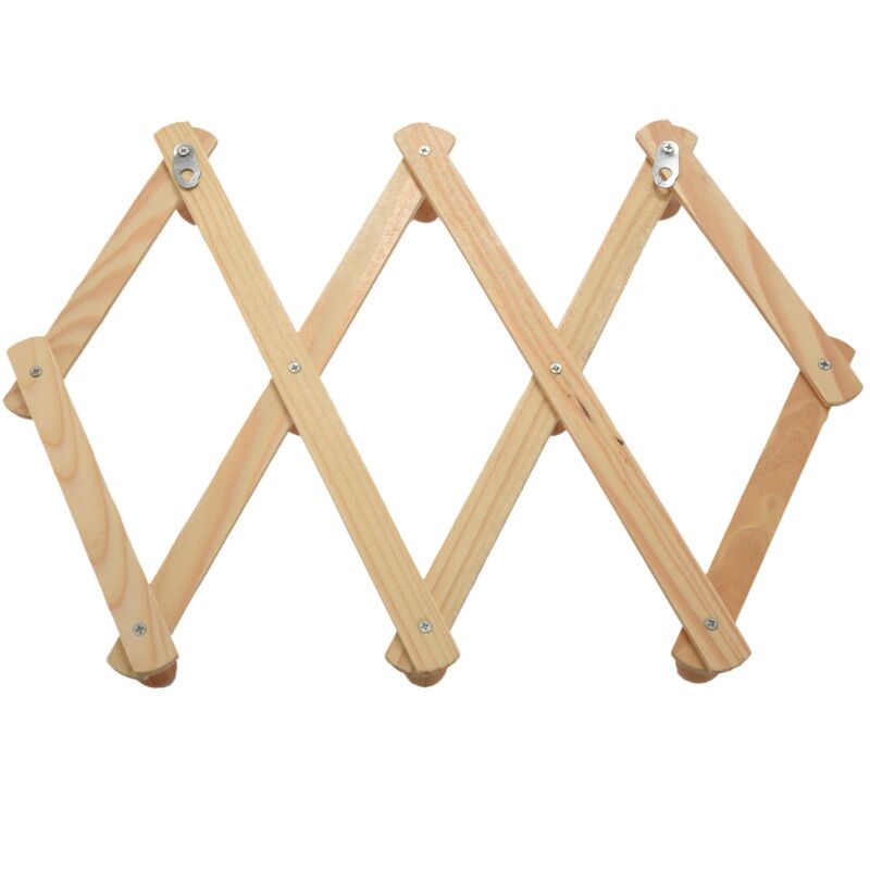 Akkordeon-Wandregal für 10 Haken, 2er-Pack Regale aus Naturholz, Wandmontage, erweiterbar und