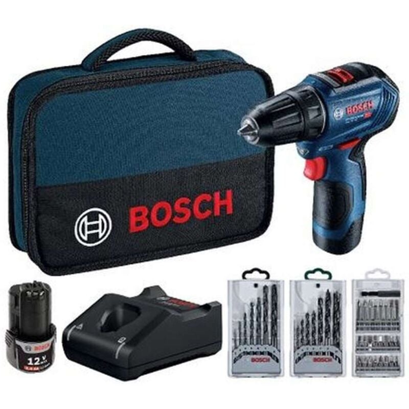 Werkzeug - 12V Akku-Bohrschrauber mit Zubehör, 2x 2,0 Ah Li-Ion Akku, Ladegerät 06019G9001 - Bosch