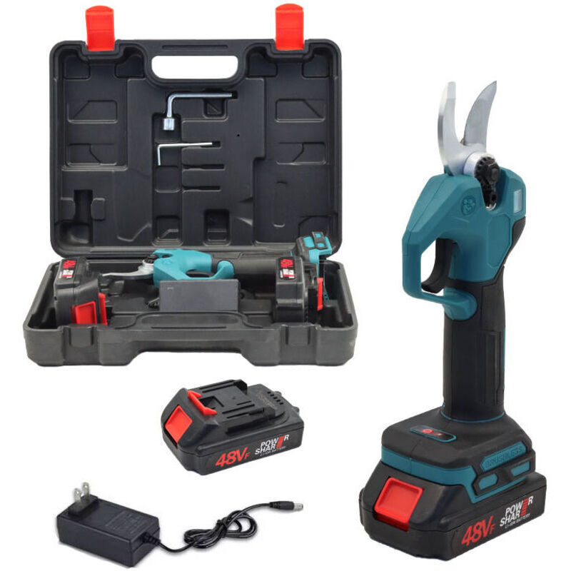 Akku-Elektro-Gartenschere, bürstenloser 21-V-Elektro-Gartenschere, Elektro-Gartenschere mit Display und 2 Akkus zum Schneiden von Bäumen, für