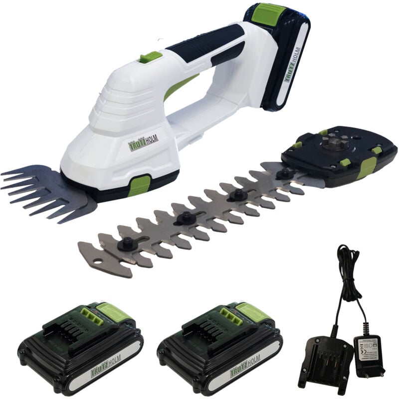 Akku Grasschere 2-in-1 inkl. 2.0Ah Akku 10 cm Gras- und 20 cm Strauchklinge Akku Rasenkantentrimmer 1
