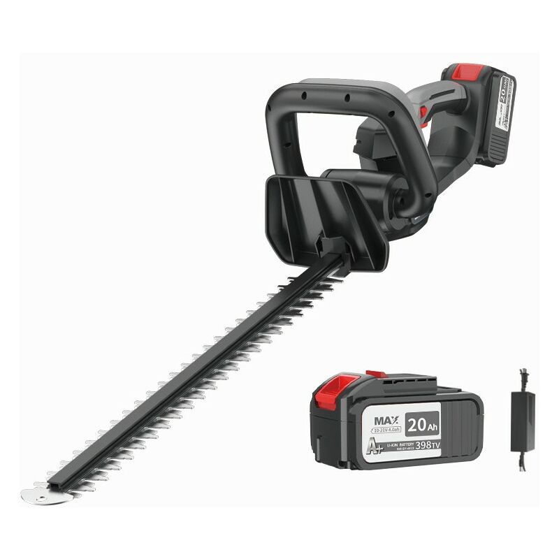 Akku-Heckenschere, 21 v, 54 cm, asymmetrische Klinge, 18 mm Zahnabstand, Doppelschalter, mit 4,0 Ah Akku und Ladegerät