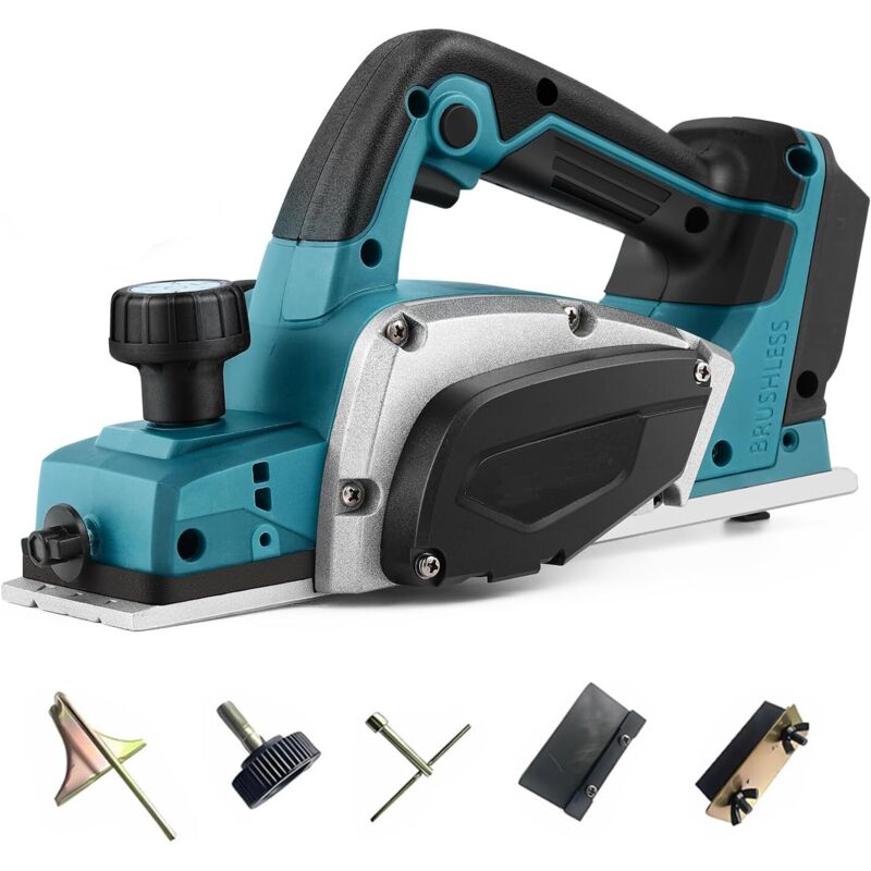 Akku-Hobelmaschine, kompatibel mit Makita 18V-Akku, 3200 U/min. Tragbare elektrische Holzhobelmaschine, einstellbare Hobeltiefe 0-2 mm (Akku nicht im