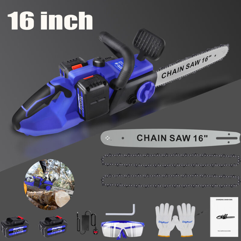 Dayplus - Akku Kettensäge 16 Zoll Bürstenlos Kettensäge Tragbar -Elektro-Säge diy +zubehör
