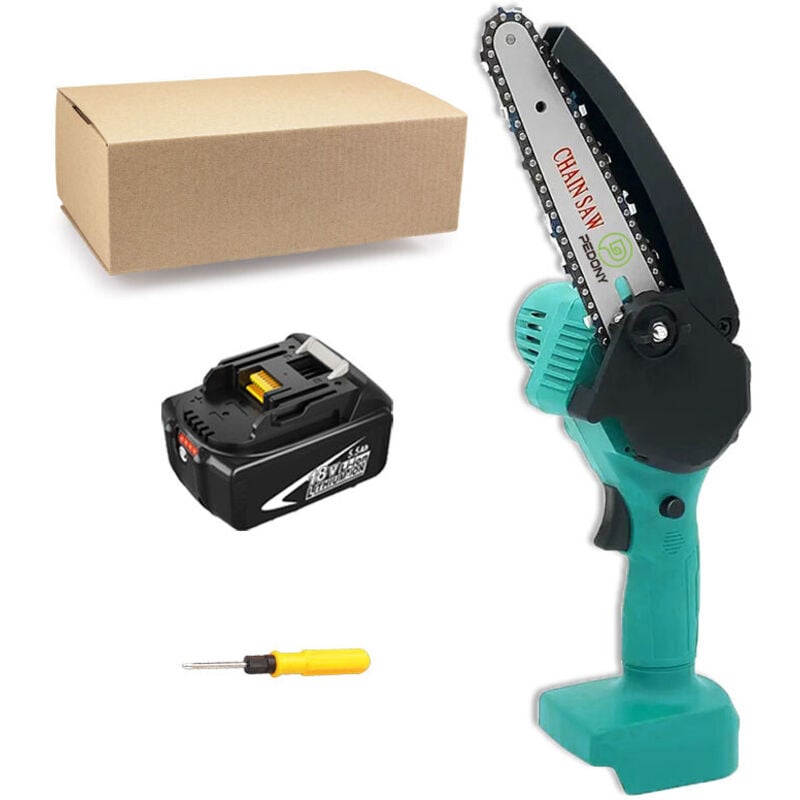Akku-Kettensäge, 4-Zoll Akku-Kettensäge, tragbare elektrische Mini-Kettensäge für Baumzweige, Garten+5,5 Stunden-Akku (ohne Ladegerät), kompatibel