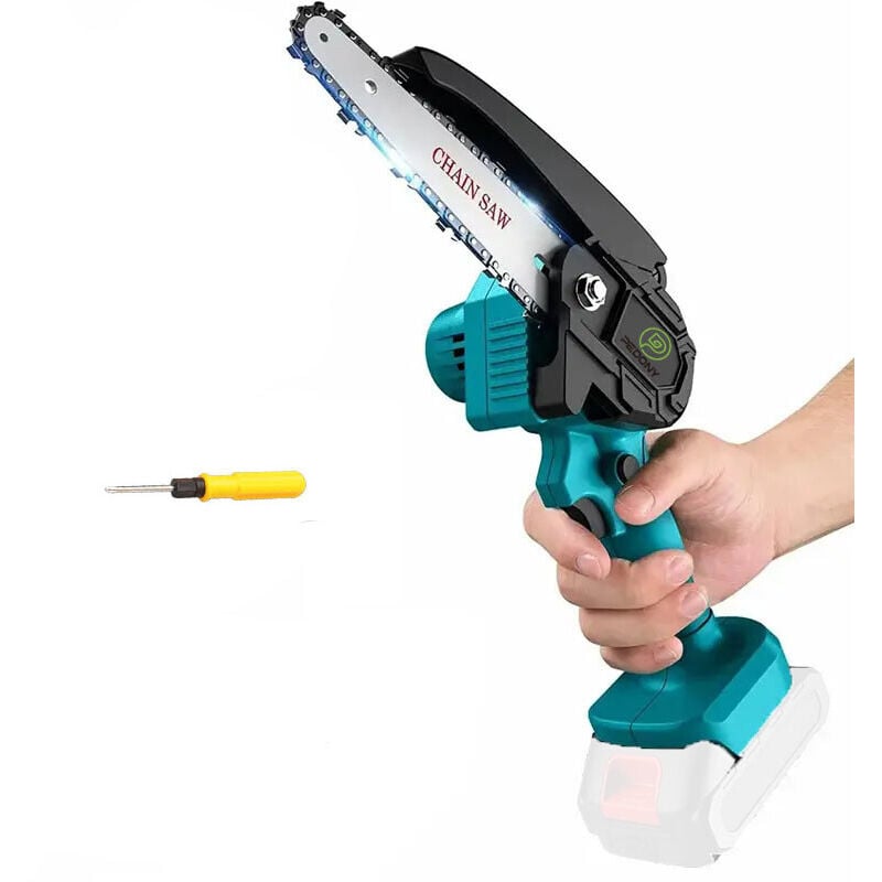 Mawiron - Akku-Kettensäge, 6-Zoll Akku-Mini-Kettensäge, leistungsstarke Holzsäge (ohne Akku), kompatibel mit Makita Batterien