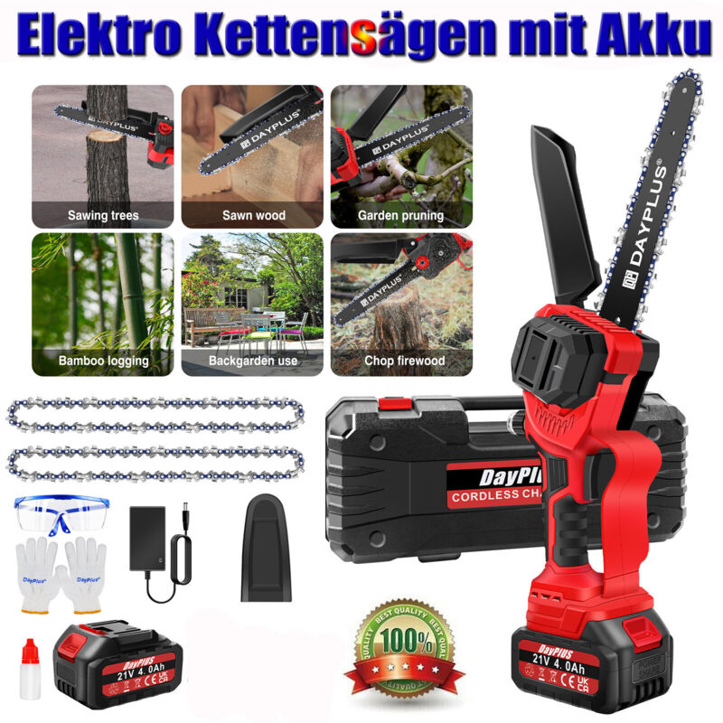 Akku Kettensäge 8 Zoll Mini Bürstenlos Kettensäge Tragbar Mini-Elektro-Säge diy
