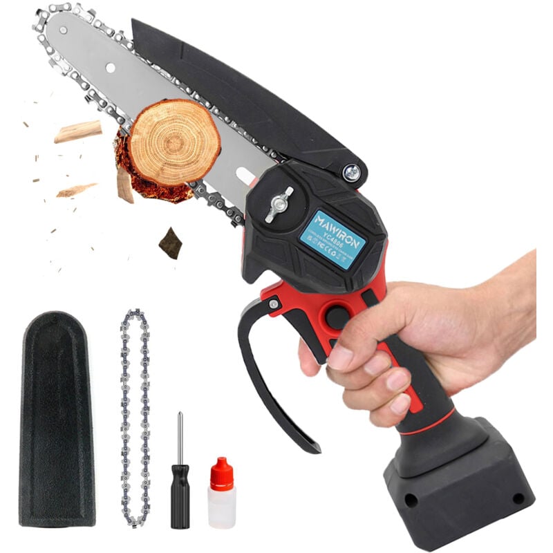 Akku-Kettensägen, 6 Zoll kleine Mini-Kettensäge (ohne Akku), kompatibel mit Einhell-Akku, elektrische Kettensäge mit 2 Ketten, zum Fällen von Bäumen,