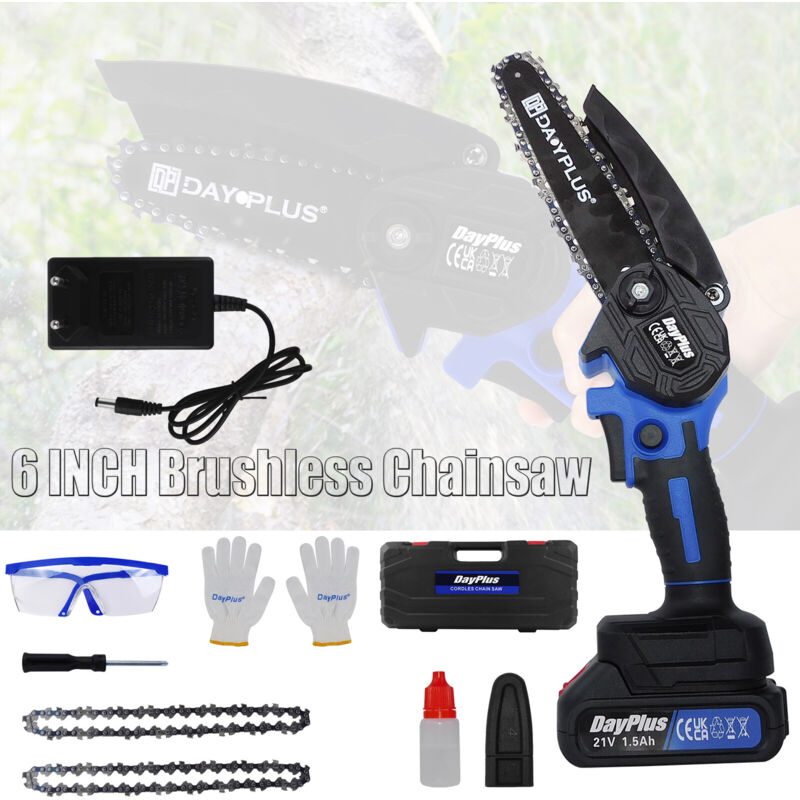 Akku Kettensäge 6 Zoll Kettensäge für Gartenscheren Astschere Holzschneiden