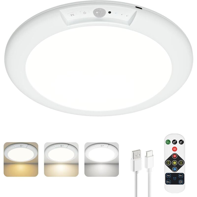 Akku Lampe mit Bewegungsmelder Innen Deckenlampe Ohne Stromanschluss,Deckenlampe mit Bewegungsmelder Akku Deckenleuchte Ohne