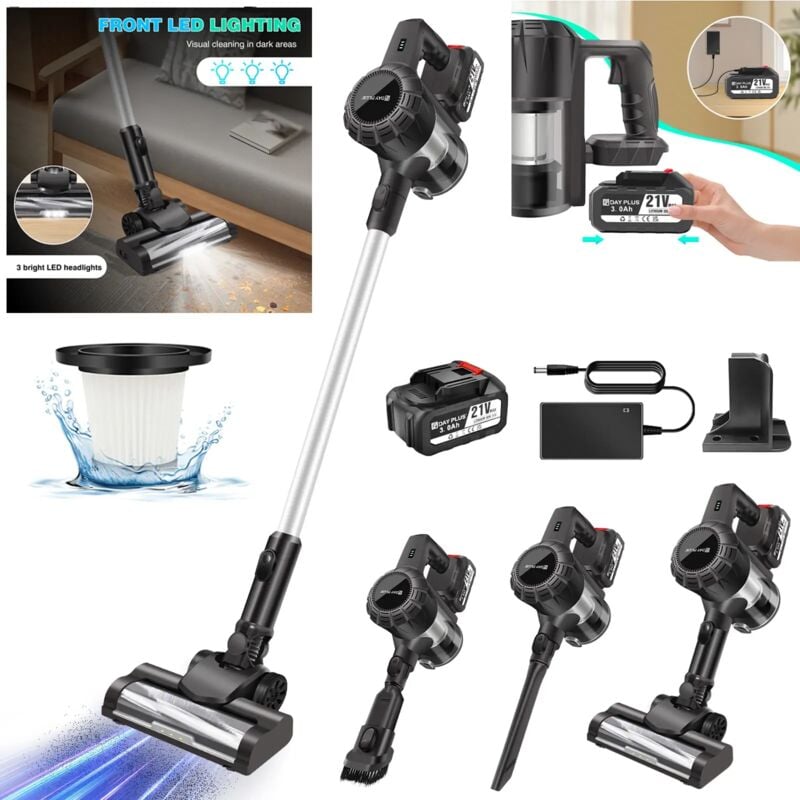 Akku Staubsauger Handstaubsauger Kabellos Beutellos Starke Absaugung Mit 1x Akku