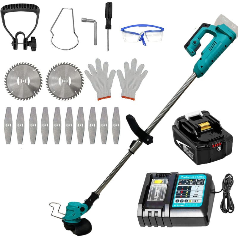Akku-Trimmer, Akku-Drahtschneider, Rasenmäher,LXT 18v BL1850B mit 1x5.5A Akku und DC18RC Ladegerät,Kompatibel mit Makita-Akku