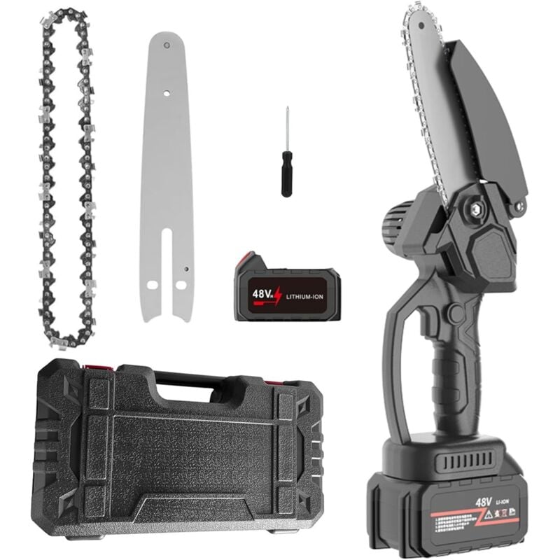 Akkubetriebene elektrische Kettensäge, kleine tragbare Kettensäge mit wiederaufladbaren Akkus, Astsäge, Astschneider, elektrisches Gartengerät