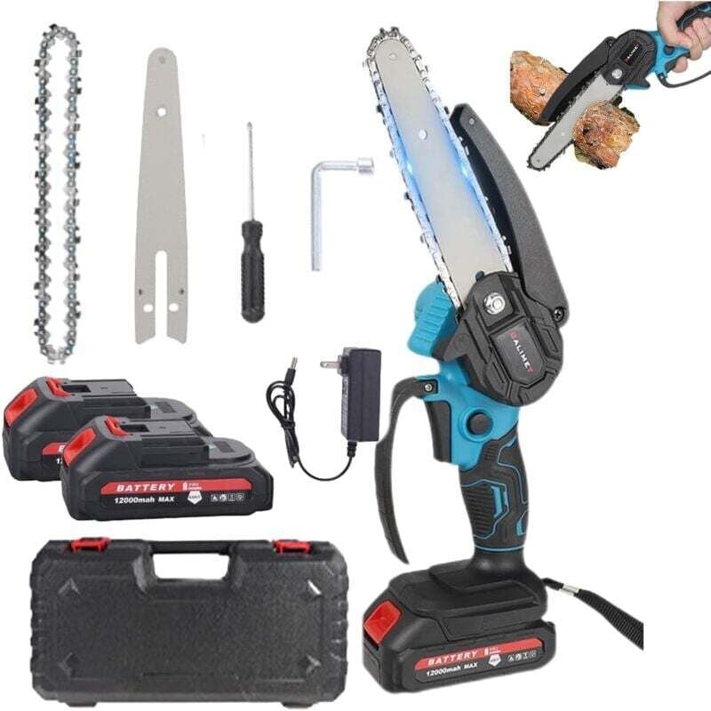 Akkubetriebene Kettensäge mit 12000 mAh, 6-Zoll-Akku-Kettensäge, elektrische Gartensäge